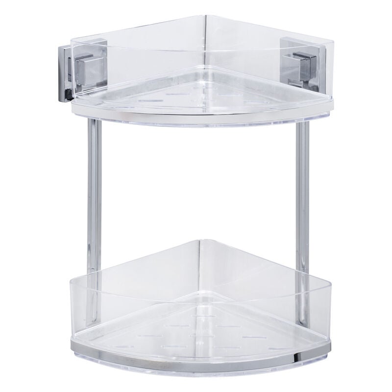 Tagère d'angle pour salle de bain quadro, Vacuum-Loc pour douche, 2 niveaux Wenko