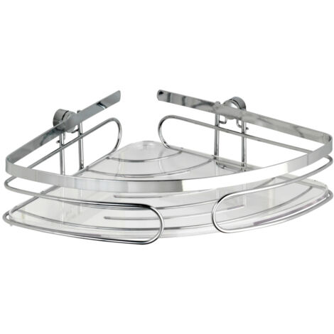 Wenko – Étagère d'angle inox 26,5 cm – Fixation sans perçage – Acier inoxydable – Dimensions 26,5 x 6,5 x 19 cm – Garantie 10 ans