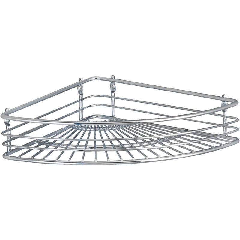 Tagère d'angle Wenko Milano chromée 31,5 cm avec vis pour rangement salle de bain angle étagère murale salle de bain design en métal robuste et