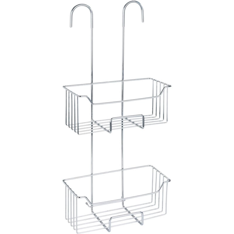 Etagère de douche à suspendre au thermostat Milo Wenko Accessoires sdb, 2 paniers de douche profonds à suspendre, Acier inox, 25x55x14 cm, Argent