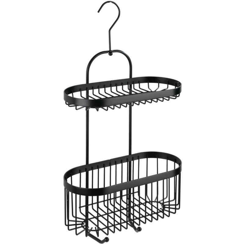 Caddy de douche Wenko Classic Plus noir 2 étagères métal support de douche avec protection contre la rouille dimensions 26,5 x 47 x 12,5 cm idéal