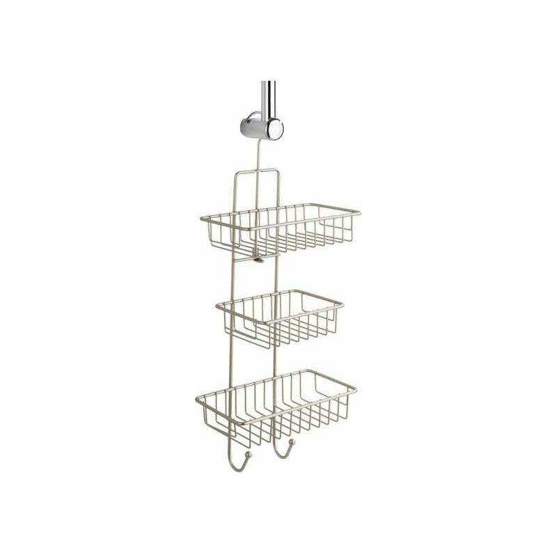 wenko - etagère de douche à suspendre sans perçage, 3 paniers de douche, milano, acier, 25x62x14 cm, mat - mat