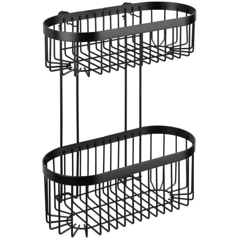 Etagère de douche Classic Plus, 2 Paniers de douche, fixation murale, acier antirouille, 26,5x33x14,5 cm, noir - Wenko