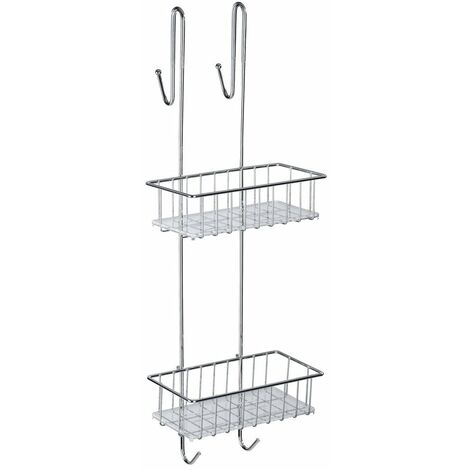 Wenko – Étagère de douche en acier inoxydable – 2 niveaux de rangement – Installation sans perçage – Dimensions 24,5 x 70 x 20 cm