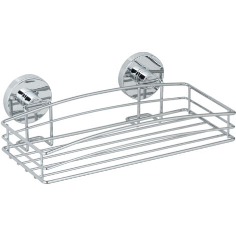 Wenko – Étagère de douche murale – Fixation Vacuum-Loc® sans perçage – Acier chromé – Charge 33kg – Dimensions 5,5x26x15,5 cm – Argent