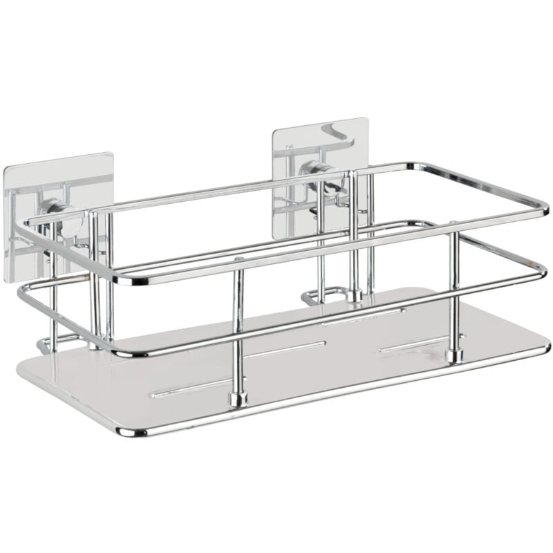 Etagère de douche Quadro, Panier de douche fixation sans perçage Turbo-Loc®, acier inox, 24x10x14,5 cm, brillant - Wenko