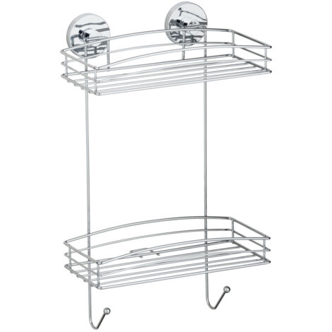 WENKO étagère de salle de bain duplex, 2 paniers pour accessoires de bain fixation Vacuum-Loc