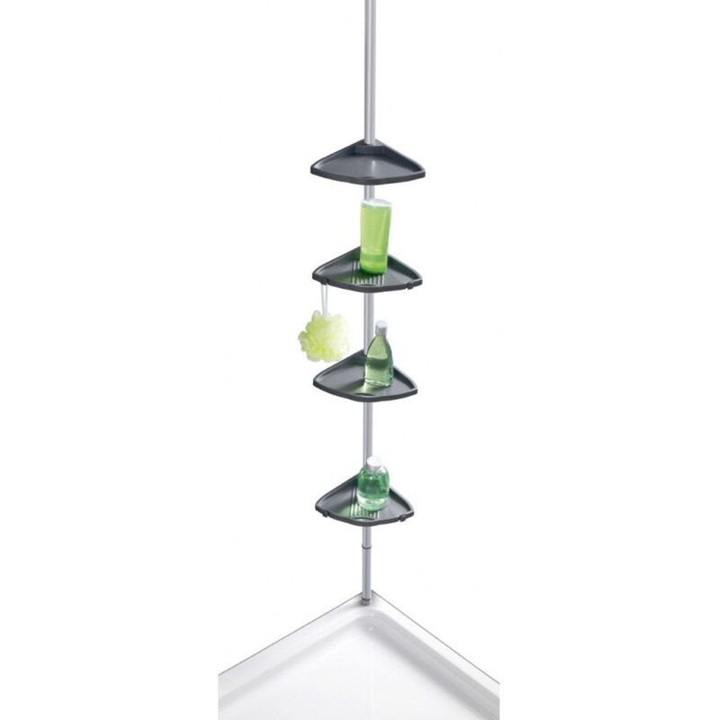 Etagère d'angle de douche téléscopique - Aluminium - 4 niveaux avec crochets - Livraison gratuite