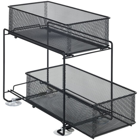 Wenko – Étagère en métal noire avec 2 tiroirs coulissants – Dimensions 35x33,5x18,5 cm – Rangement modulable pour épices et accessoires