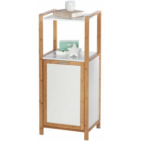 Wenko Étagère moderne bambou blanc 95x30x40 cm