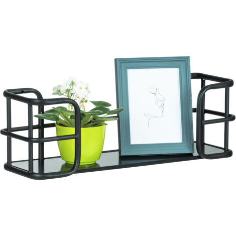 WENKO Etagère murale industrielle octogonale, forme géométrique, étagère murale graphique, 5 plateaux de rangement, design industriel, métal, 58x58x12 cm, noir