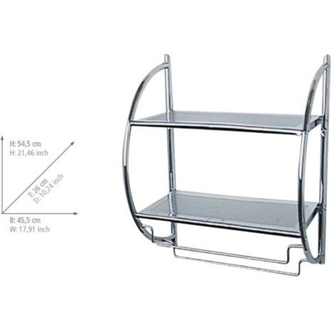 Wenko – Étagère murale porte-serviettes – 2 barres de séchage – 2 tablettes en tôle perforée – Chrome brillant – Dimensions 45,5 x 54,5 x 26cm