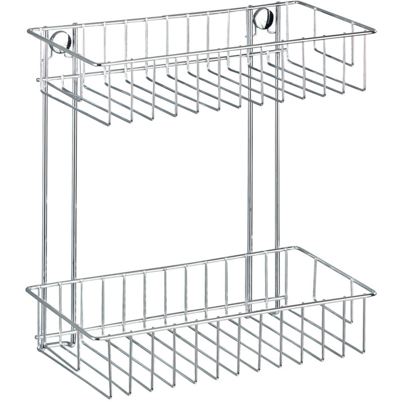 Etagère murale salle de bain Classic, panier de douche fixation murale sans perçage avec adaptateur non fourni, acier, 24x6,5x14 cm, brillant - Wenko