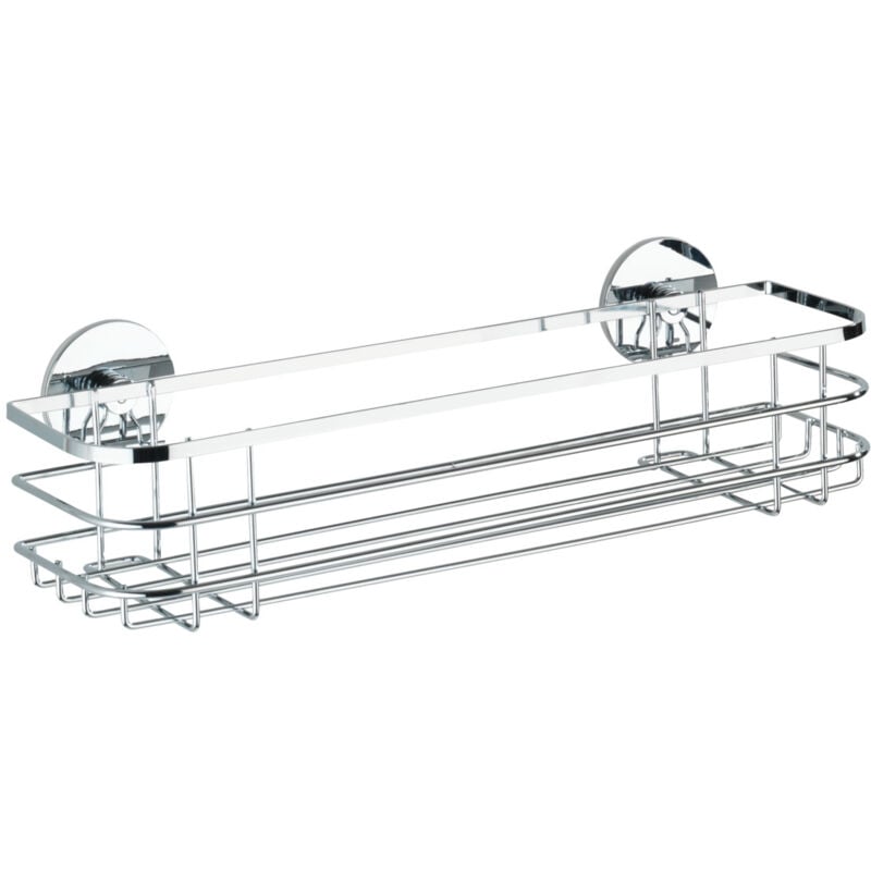 Etagère murale salle de bain, Panier de douche fixation sans perçage Turbo-Loc®, acier inox, 38,5x8,5x14,5 cm, brillant - Wenko