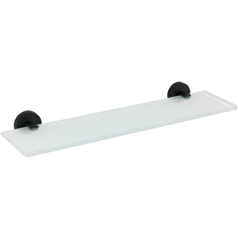 WENKO Etagère salle de bain, tablette en verre Bosio Black, fixation acier inox - verre satiné, 46,5x5,5x13,5 cm, noir mat