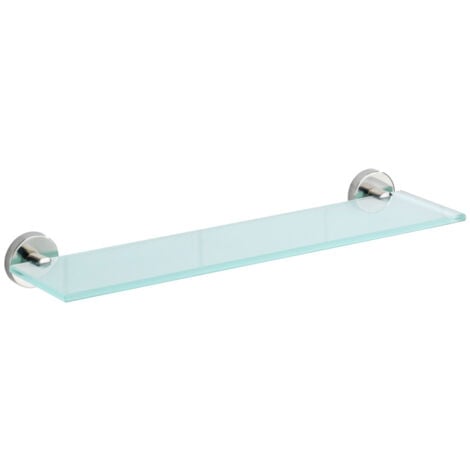WENKO Etagère salle de bain, tablette en verre Bosio Shine, fixation acier inox, 46,5x5,5x13,5 cm, brillant