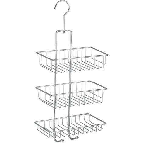WENKO Exclusiv Duschcaddy Nivala 3 Ablagen, Chrom, Silber glänzend, Stahl chrom
