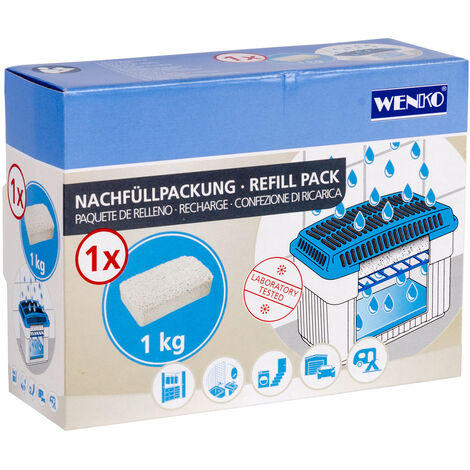 WENKO Feuchtigkeitskiller 1 kg Nachfüllpack 6er Set, Weiß, Calciumchlorid weiß