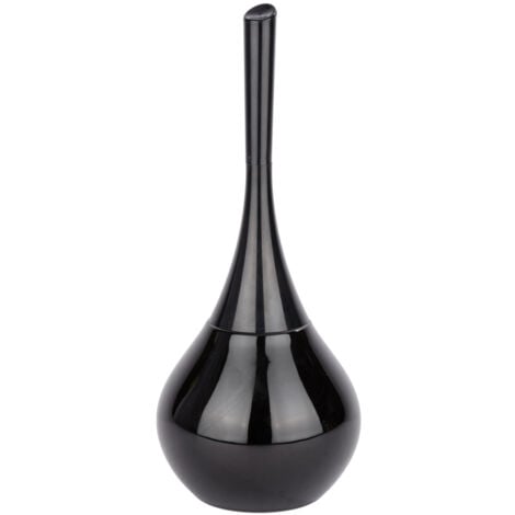 Brosse WC Flakon WENKO, Porte brosse fermé, Tête de brosse remplaçable à fibres résistantes et flexibles, Céramique et plastique, 17 x 42,5 cm, Noir