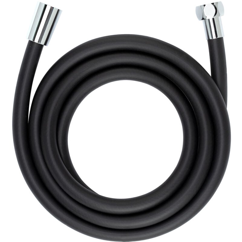 Wenko - Flexible de douche 175 cm noir mat design plastique avec anti-torsion et trinkwasserzulassung raccordement standard 1/2 idéal pour douche et