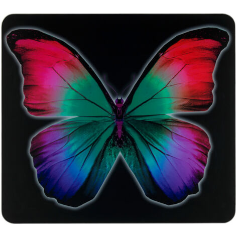WENKO Fond de Hotte, Crédence Cuisine en verre, Papillons, Verre trempé, 50x56 cm, Multicolore