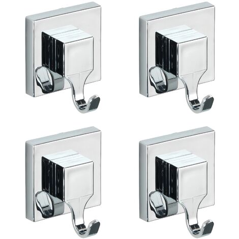 WENKO Ganci Appendiabiti-Portasciugamani da muro, soluzione senza foratura, innovazione "Vacuum Loc Plus", Set di 4