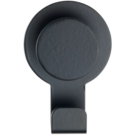 WENKO Gancio adesivo senza utilizzo del trapano, portasalviette, Acciaio inossidabile, 5 x 7.5 x 2.5 cm, Nero