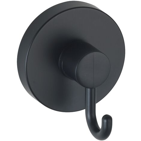 WENKO Gancio Appendiabiti, Gancio Portasciugamani da parete, fissaggio senza foratura "Vacuum Loc Plus", da installare in cucina, ingresso o bagno, Set di 2, Plastica, 6x6,7x5 cm, Nero