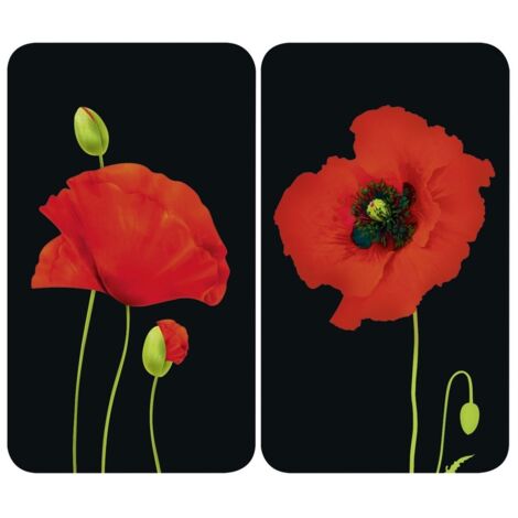 Wenko Glasabdeckplatte Universal Mohn, 2er Set für alle Herdarten