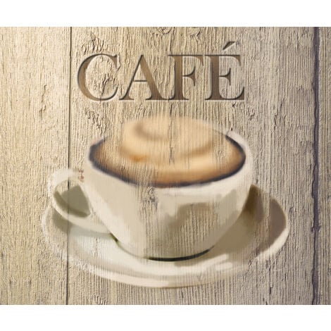 WENKO Glasrückwand Café, 60 x 50 cm Küchenrückwand Herdwand Wanddekor Wandschutz