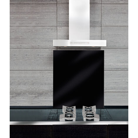 WENKO Glasrückwand Schwarz 60 x 70 cm, 60 x 70 cm, Schwarz, Gehärtetes Glas schwarz