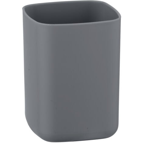 WENKO Gobelet Salle de Bain Barcelona, Porte Brosse à Dent, Plastique incassable sans BPA, 7x10x7 cm, anthracite
