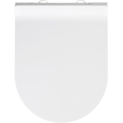 Wenko Habos Fix-Clip Sedile per WC de WC, termoplastico, bianco, 46x36x3 cm