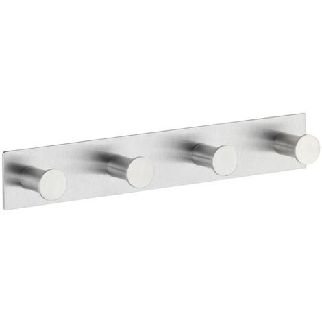 WENKO Hakenleiste Celano Quadro Edelstahl, mit 4 Haken, rostfrei, Silber glänzend, Edelstahl rostfrei matt