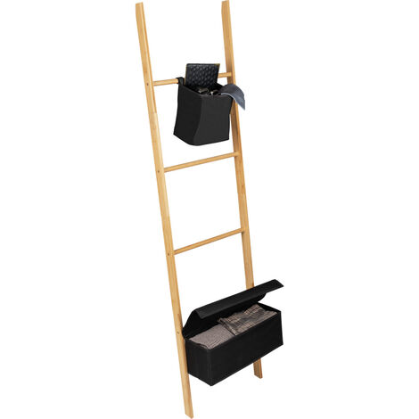 WENKO Handtuchleiter Ecori aus FSC®-zertifiziertem Bambus in Schwarz 44x170x4 cm