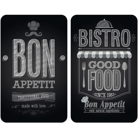 WENKO Herdabdeckplatte aus Glas, Universal, BON APPETIT - 2er Set