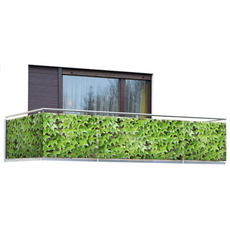 Wenko – Housse de balcon motif vin sauvage 500 x 85 cm – Plastique imperméable – 24 œillets pour fixation facile – Protection intempéries