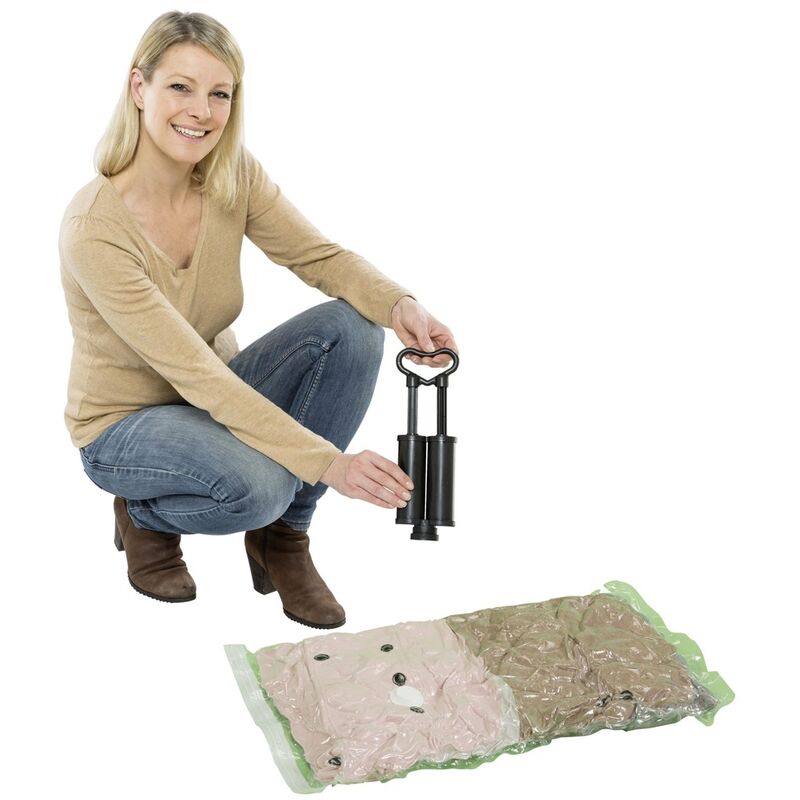 Wenko - Lot de sacs de rangement sous vide en plastique+pompe 40 x 60 cm (3 pcs), 50 x 70 cm (2 pcs)