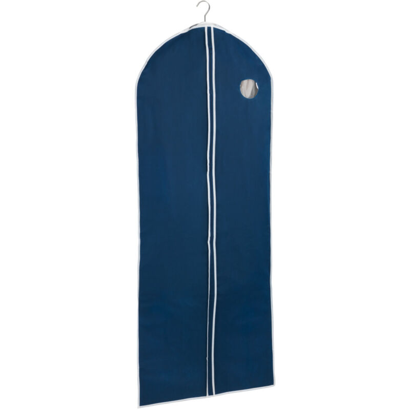 Housse de vêtements Air, Housse pour costume avec fermeture éclair - fenêtre transparente et ouverture pour cintre, Polyester, 150x60 cm, Bleu foncé