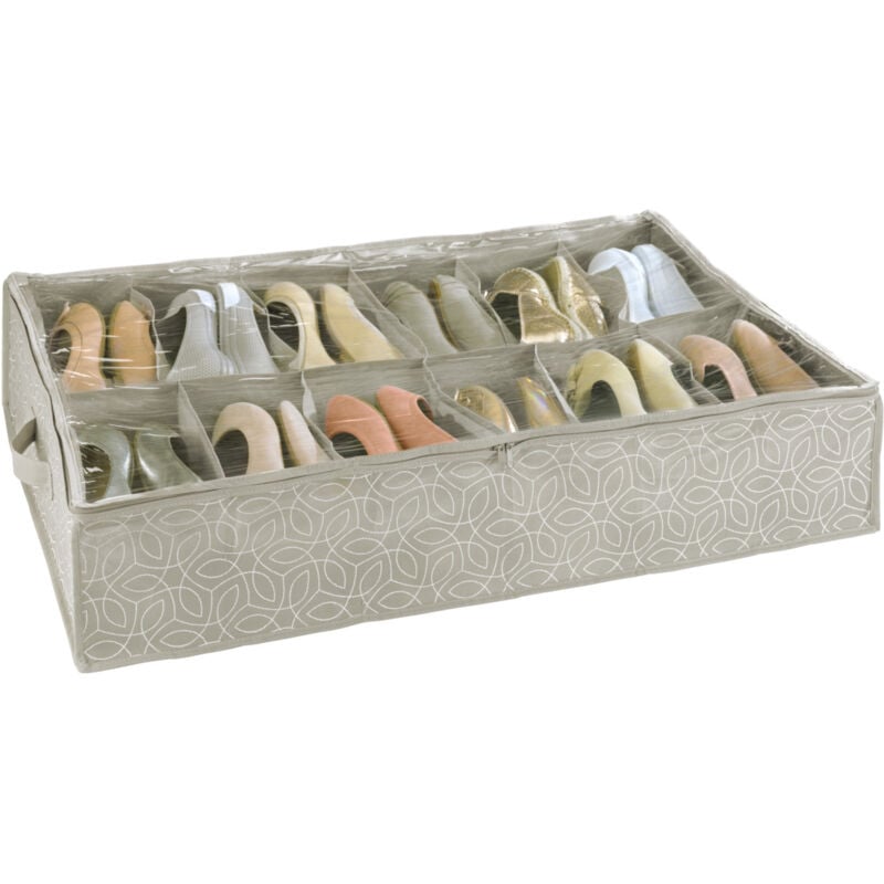 Wenko - Housse rangement chaussures Balance, boite de rangement jusqu'à 12 paires de chaussures, gain de place à placer sous le lit ou en bas de