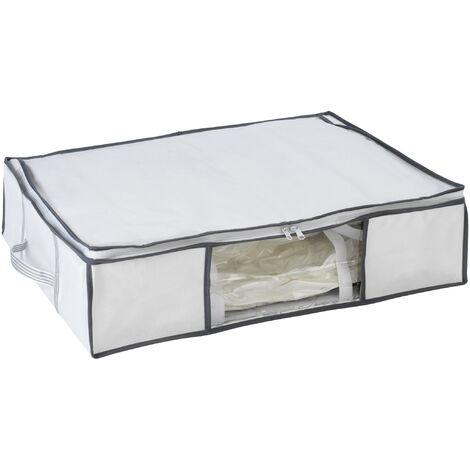 WENKO Housse rangement sous vide avec boîte de rangement, Soft Box M, 75% d'économie de place, protège les textiles de l'humidité et des mites, Plastique, 65x50x15cm, Blanc - Transparent - Blanc
