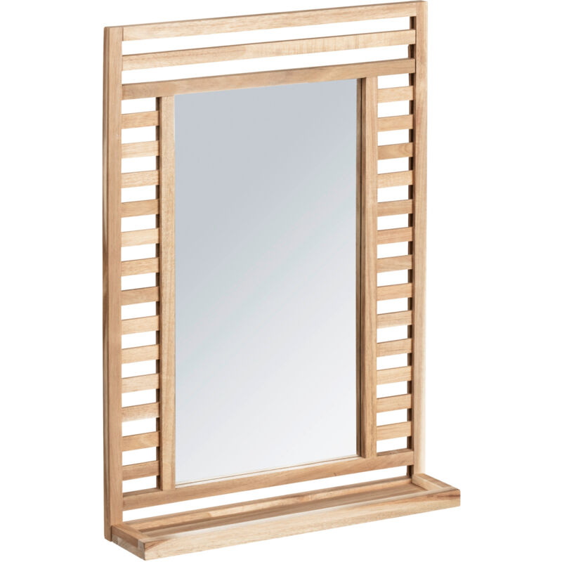Image of Wenko - Specchio rettangolare da parete in legno Acina, con mensola portaoggetti, perfetto per il bagno o l'ingresso, in legno di Acacia certificato