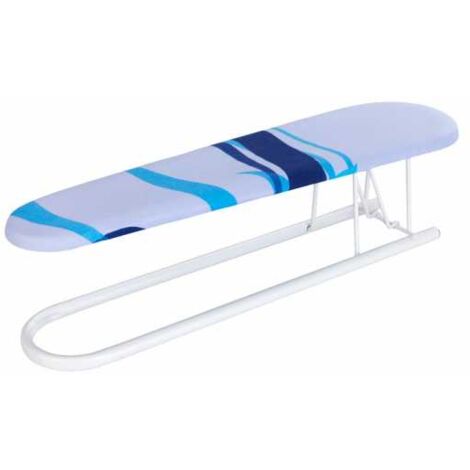 WENKO Jeanette, tavola da stiro da tavolo per maniche, Jeannette per stirare, copertura antirughe per una stiratura confortevole, 100% cotone, 52x12x14 cm, blu - bianco