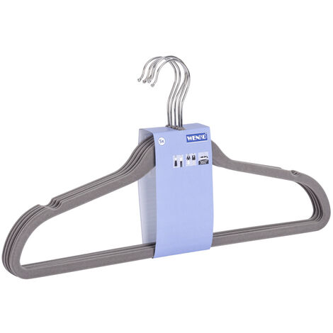 WENKO Kleiderbügel beflockt Grau 25er Set, Grau, Kunststoff (ABS) grau