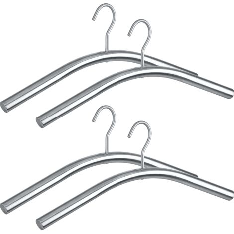 WENKO Kleiderbügel Dry 4er Set Edelstahl, rostfrei, Silber matt, Edelstahl rostfrei silber matt