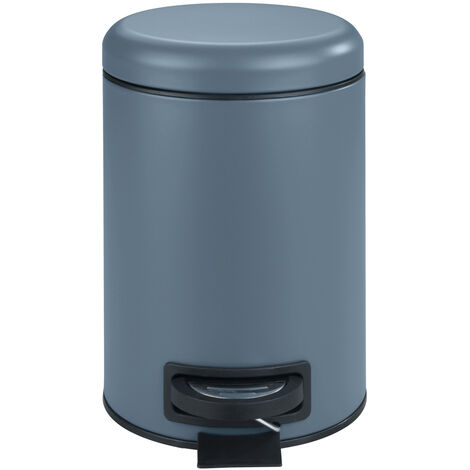WENKO Kosmetik-Treteimer Leman Slateblue 3 L, Kosmetikeimer, Mülleimer, Blau, Stahl blau, Polypropylen schwarz