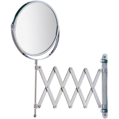 WENKO Kosmetik-Wandspiegel Teleskop Exclusiv, Wandspiegel, 3-fach Vergrößerung, Silber glänzend, Stahl chrom, Glas