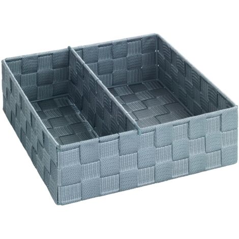 Wenko Küchenorganizer Adria L mit variabler Trennwand, Polypropylen, grau, 26 x 26 x 9 cm