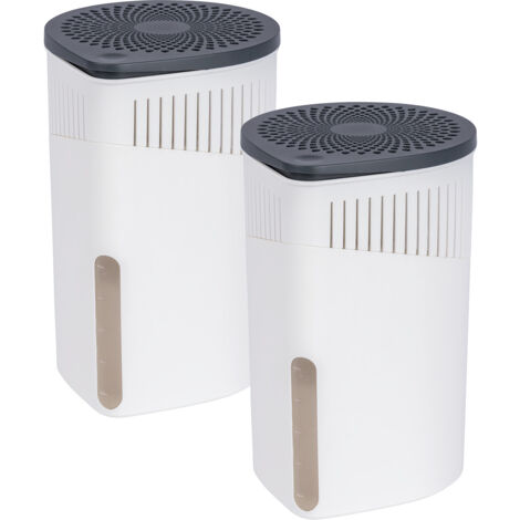 Wenko – Lot de 2 déshumidificateurs DROP rechargeables 1kg – Absorbeur humidité jusqu'à 80m³ – Anti-moississure 3 mois – Dimensions 15x23cm