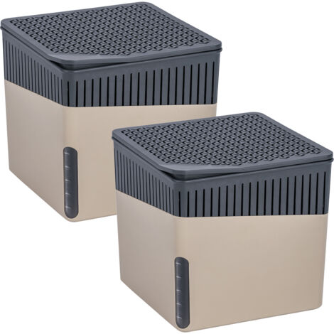Wenko – Lot de 2 déshumidificateurs rechargeables – Absorbeur d'humidité 1000g – Efficace jusqu'à 80m³ – Anti moisissure 3 mois – Dimensions 16,5x15,7x16,5cm